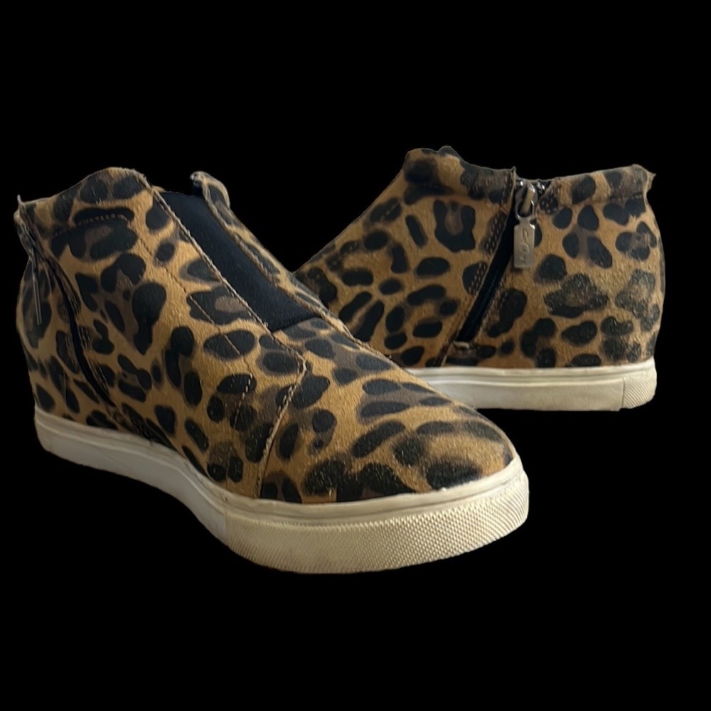 Aqua College Womens Glady Fashion Sneakers Brown Leopard Print Leather